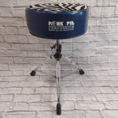 Pork Pie Round Throne Faux Zebra Top blue Sparkle sides Drum Throne