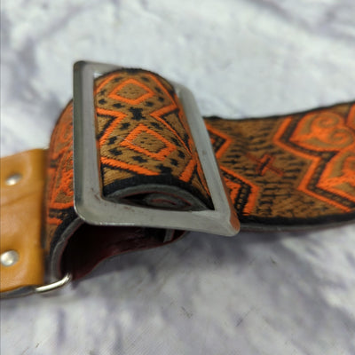 Vintage 1970's Woven Buckle 2" Guitar Strap
