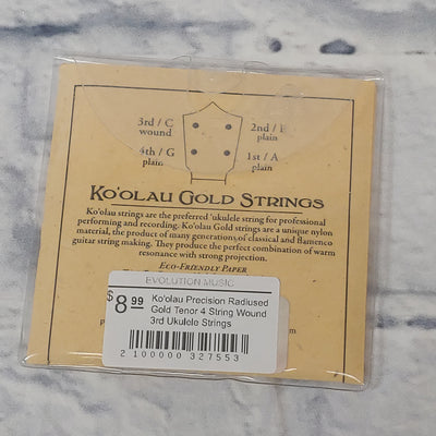 Ko'olau Precision Radiused Gold Tenor 4 String Wound 3rd Ukulele Strings