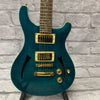Tradition MTP-450 Semi Hollow Electric Guitar - Transparent Blue, Tree of Life Inlay, Hardshell Case