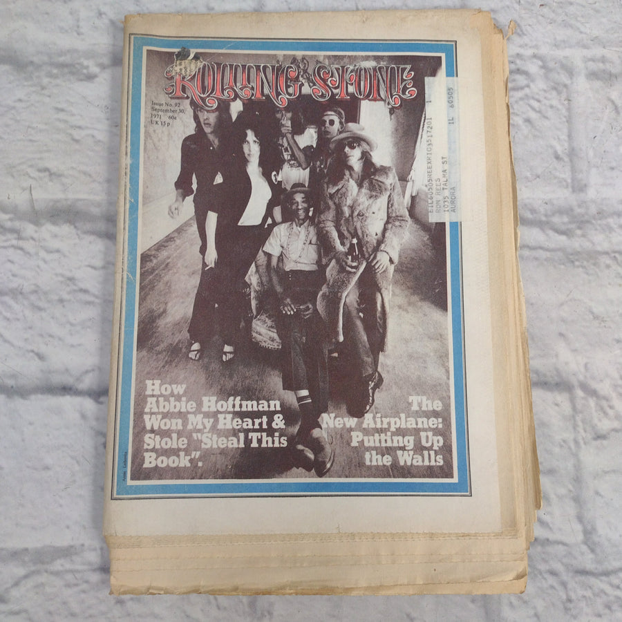 Vintage Rolling Stone Magazine - No 92 September 30 1971 - Jefferson Airplane Cover