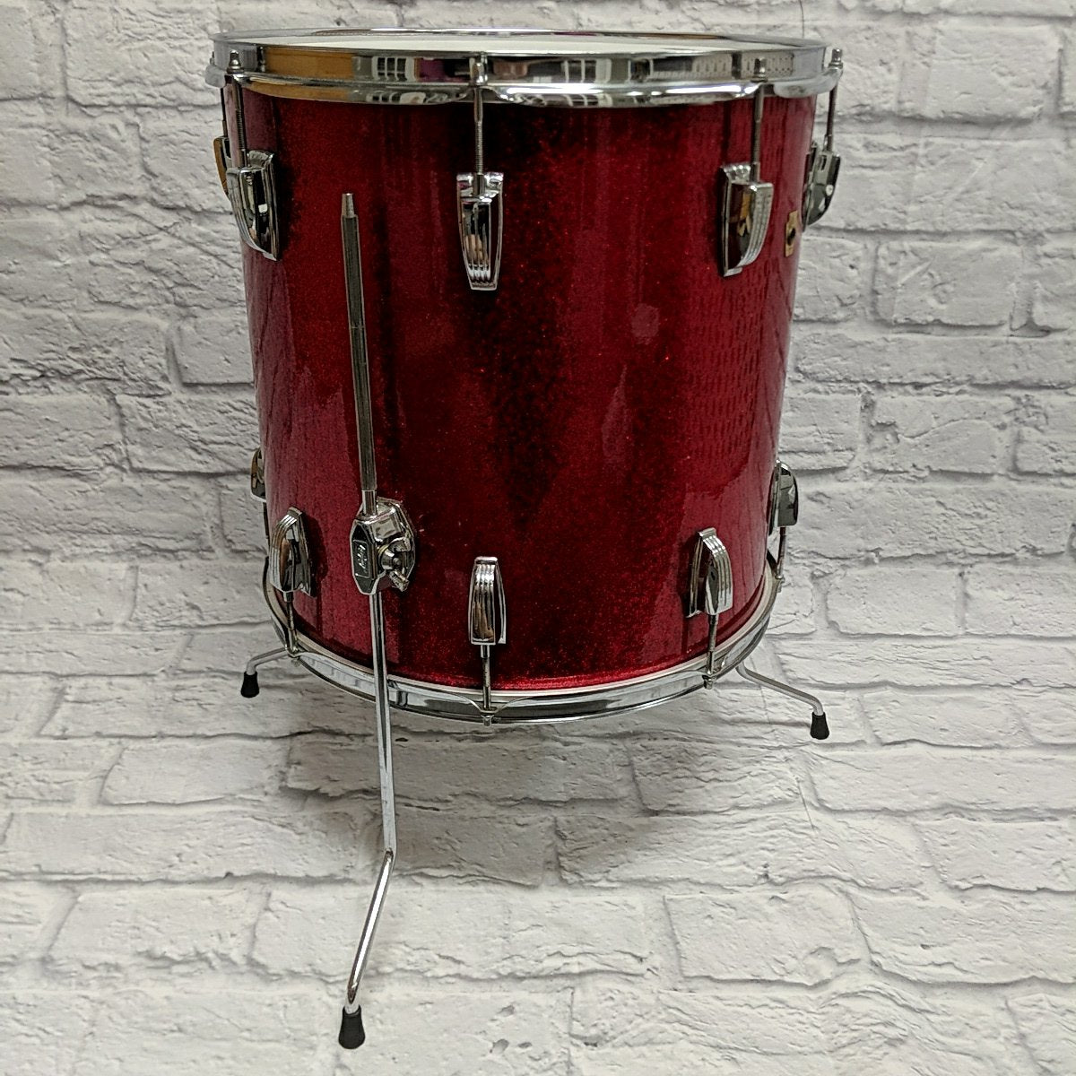 Vintage Ludwig 16x16 Red Sparkle Floor Tom Keystone Badge