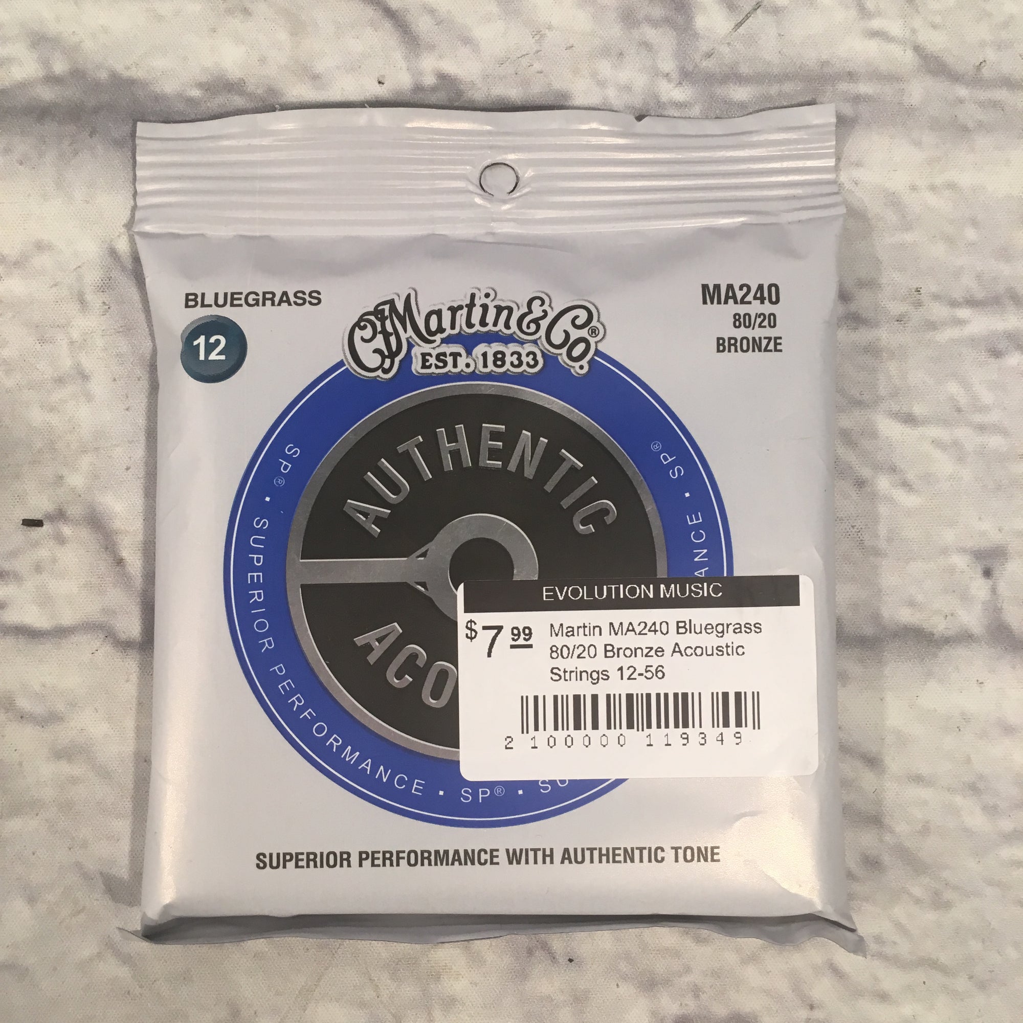 Martin MA240 Bluegrass 80/20 Bronze Acoustic Strings 12-56