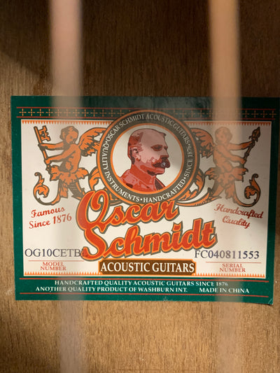 Oscar Schmidt OG10CETB Cutaway Acoustic Electric  Transparent Green
