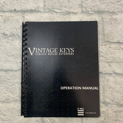 E-Mu Vintage Keys Operation Manual