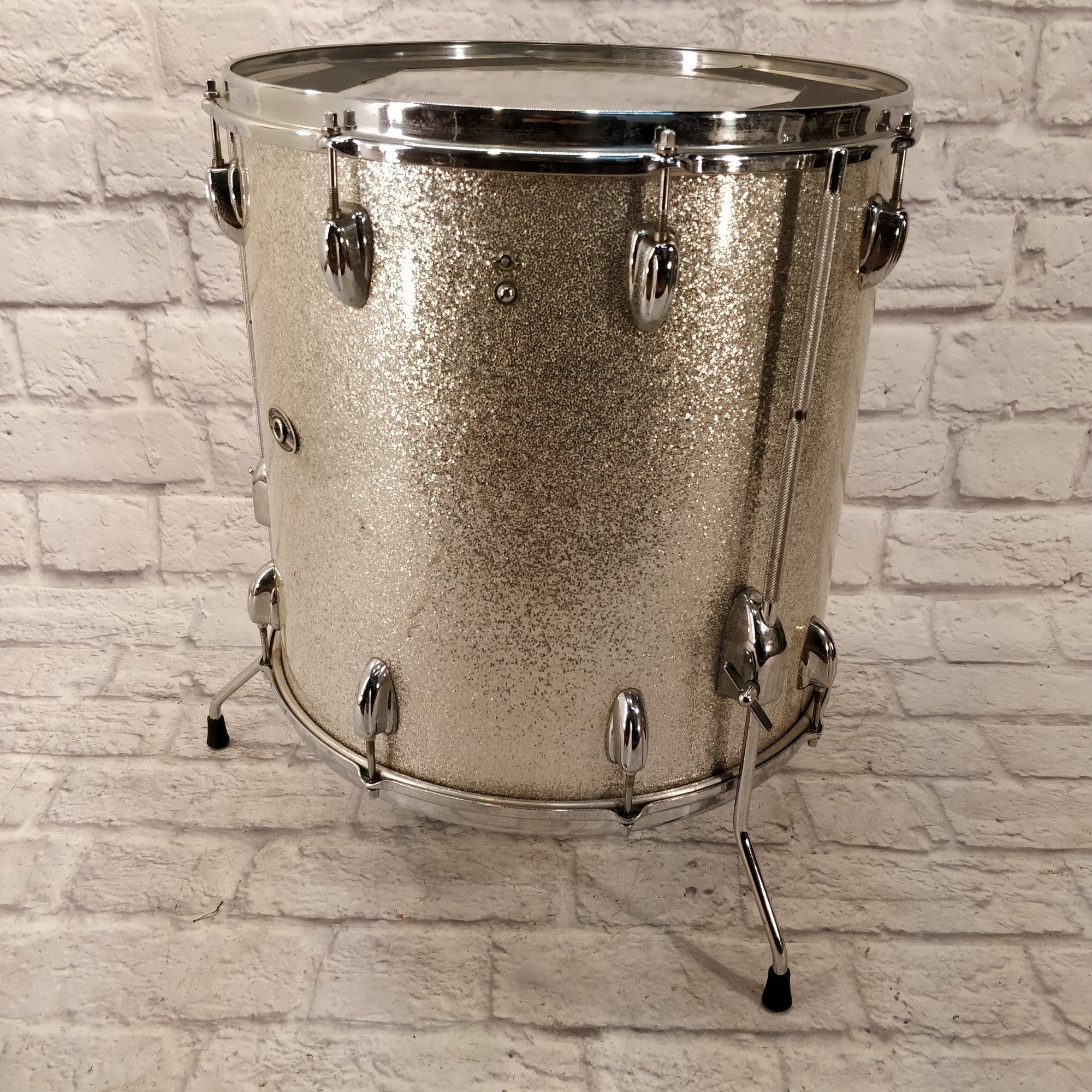Vintage Late 60s Slingerland 16x16 Silver Sparkle Floor Tom