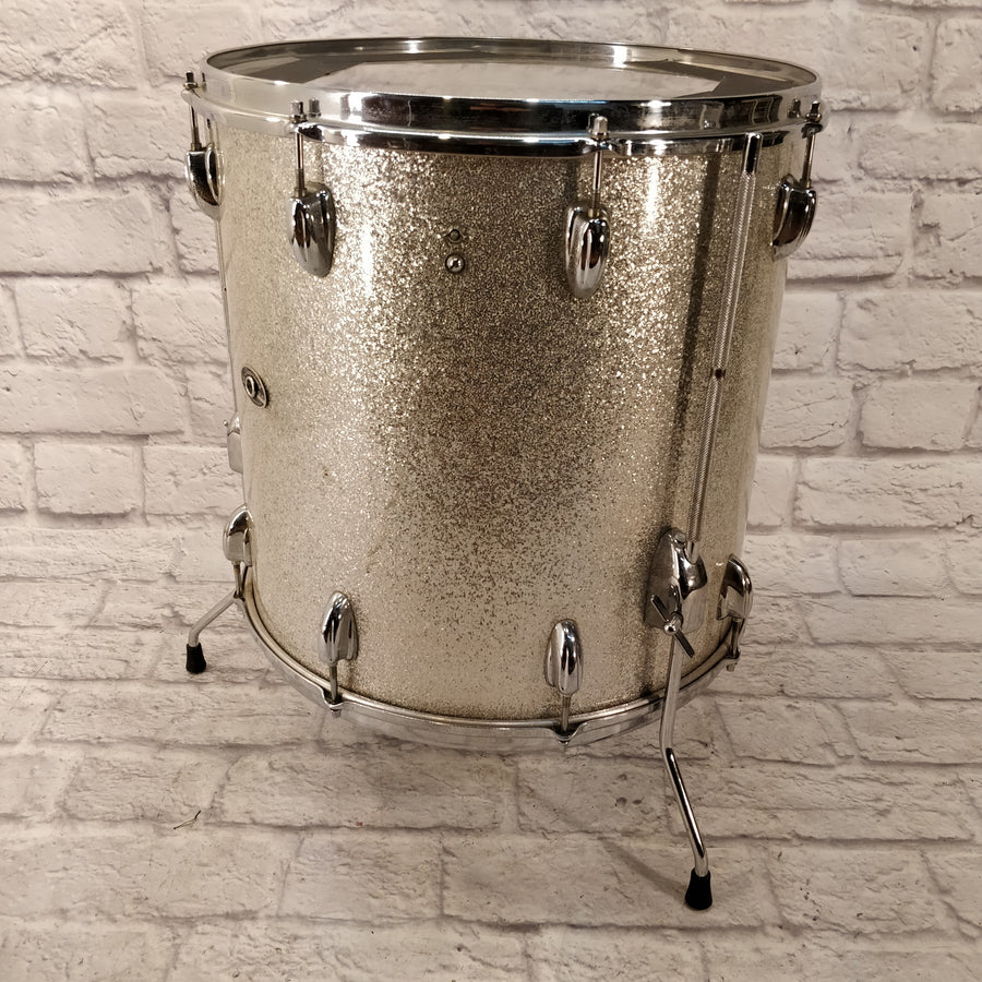 Vintage Late 60s Slingerland 16x16 Silver Sparkle Floor Tom