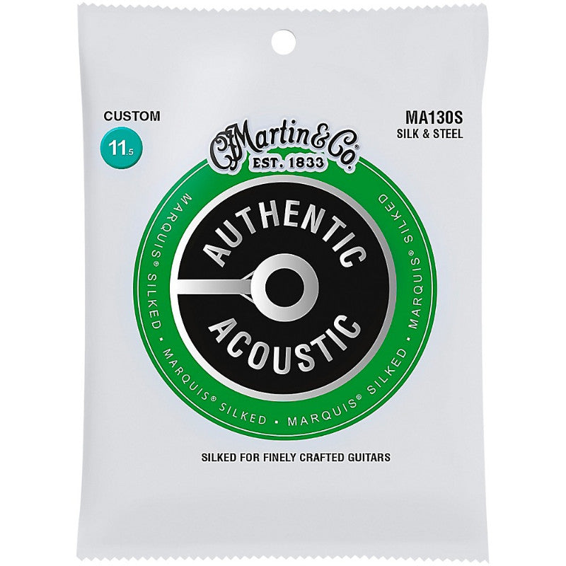 Martin MA130S Authentic Acoustic Marquis Silked Guitar Strings, Silk and Steel 11.5-47