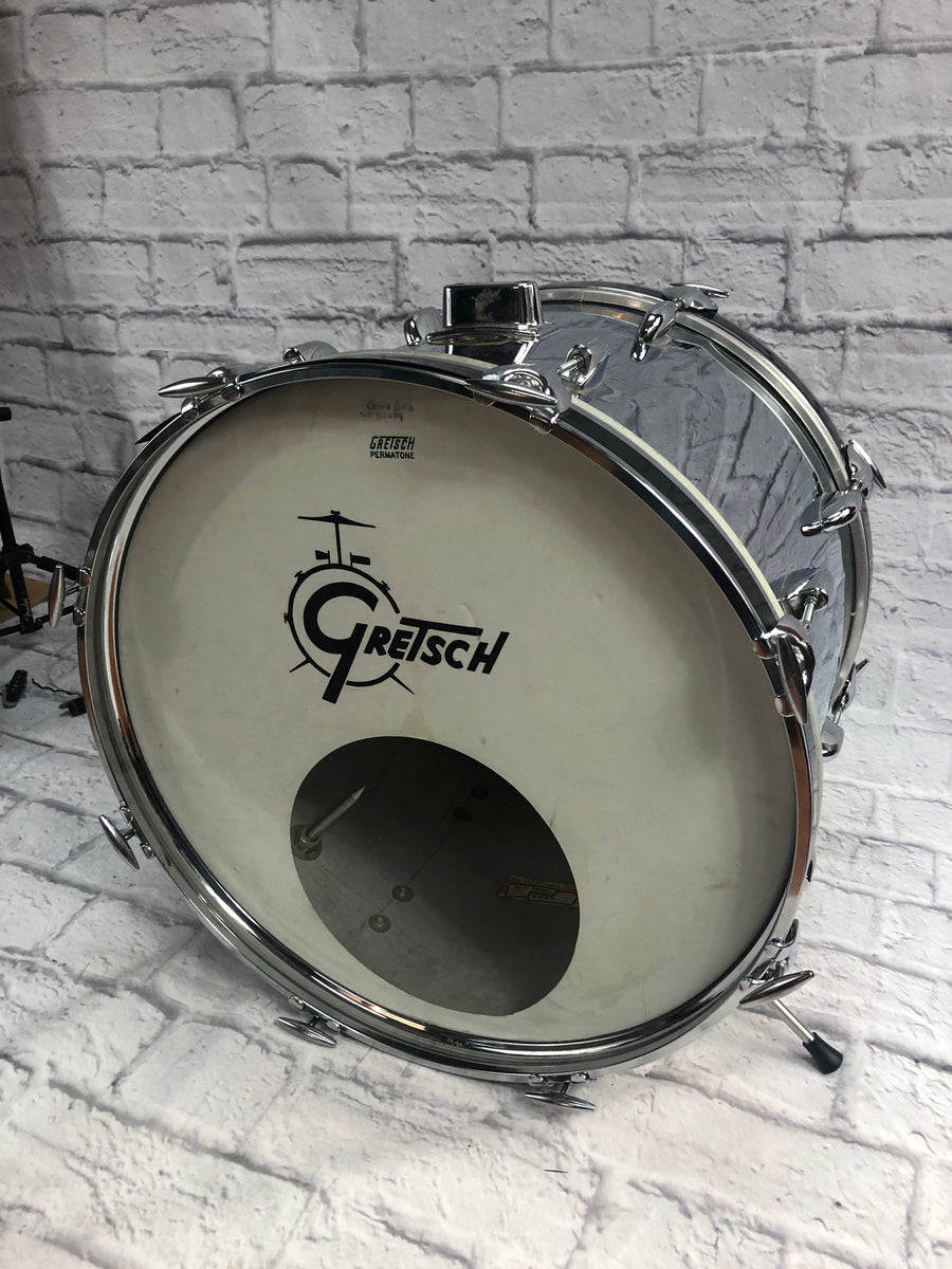 Gretsch 1970s Chrome Over Wood 20 Bass Drum Stop Sign Badge