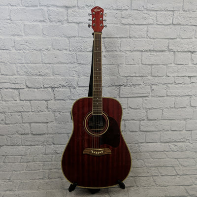 Oscar Schmidt OG21 TR Trans Red Acoustic Guitar with built in tuner