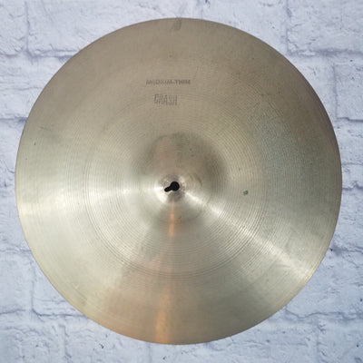 Vintage Zildjian  Medium Thin 18 Crash Cymbal Keyholing