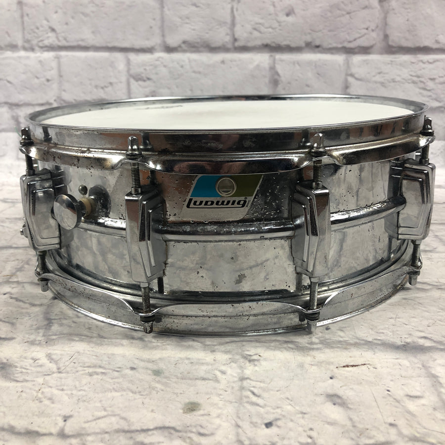 Vintage Ludwig 14x5 Supraphonic Olive Badge Aluminum Snare Drum