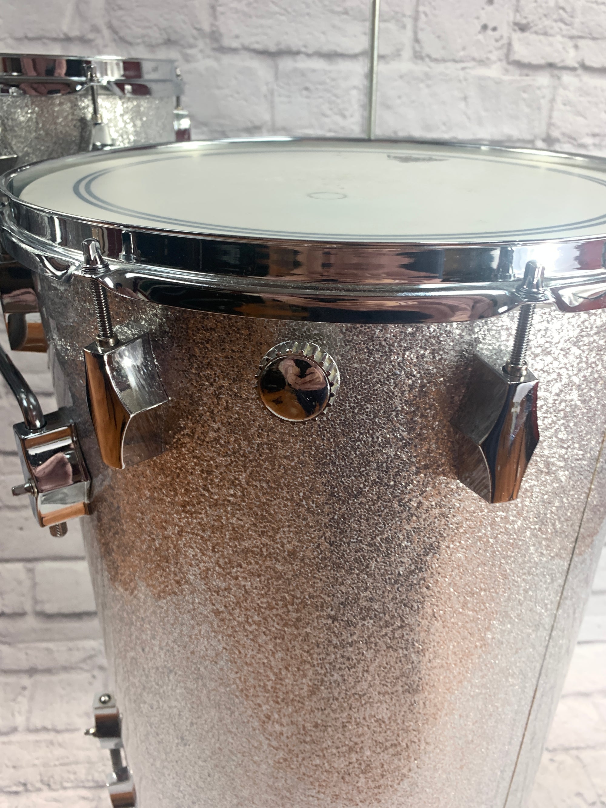 Ultraphonic UP-C 3 Piece Standing Cocktail Drum Kit Silver Sparkle