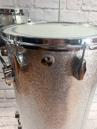 Ultraphonic UP-C 3 Piece Standing Cocktail Drum Kit Silver Sparkle