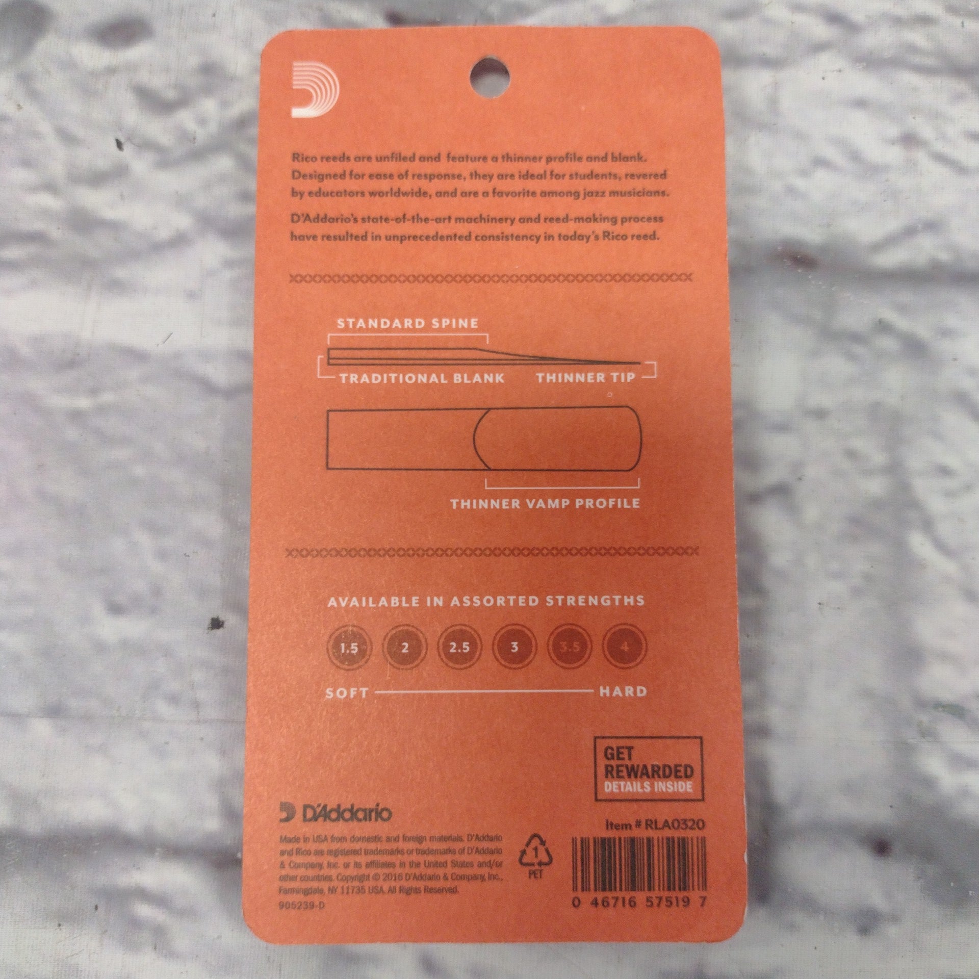 Rico Baritone Saxophone 2.0 Strength 3 Unfilled Reeds