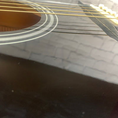 Eleca Black Acoustic Dreadnaught Guitar