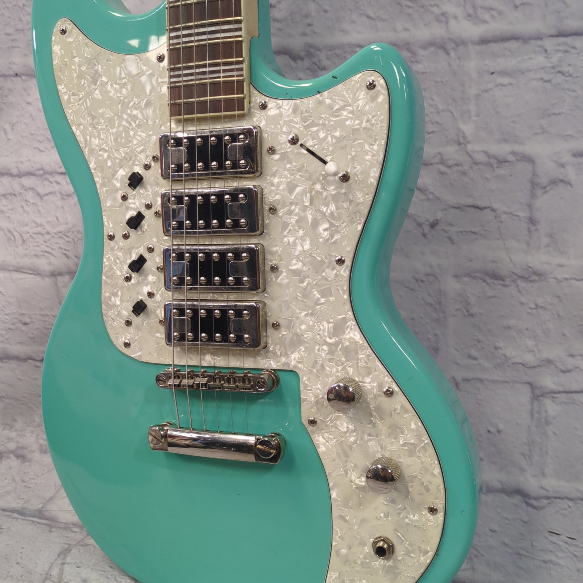 Hutchins Doodlebug Triple Mini Humbucker Surf Green Electric Guitar