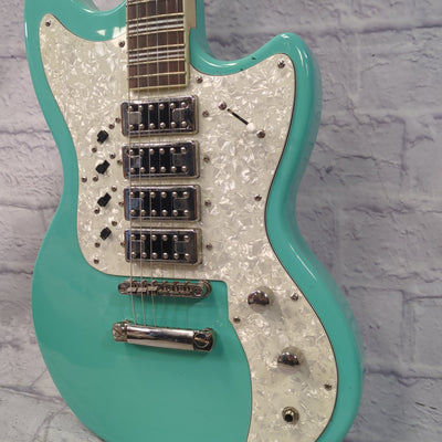 Hutchins Doodlebug Triple Mini Humbucker Surf Green Electric Guitar