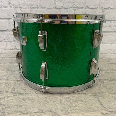 Vintage Ludwig 10 x 14 Green Sparkle Rack Tom B/O Blue and Olive Badge 1970s 1972 / 73