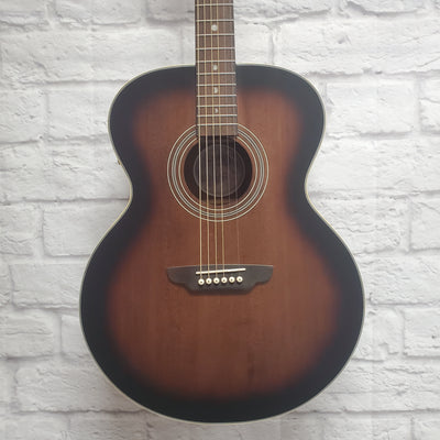 Luna Art Distressed Vintage Jumbo Acoustic Electric Guitar