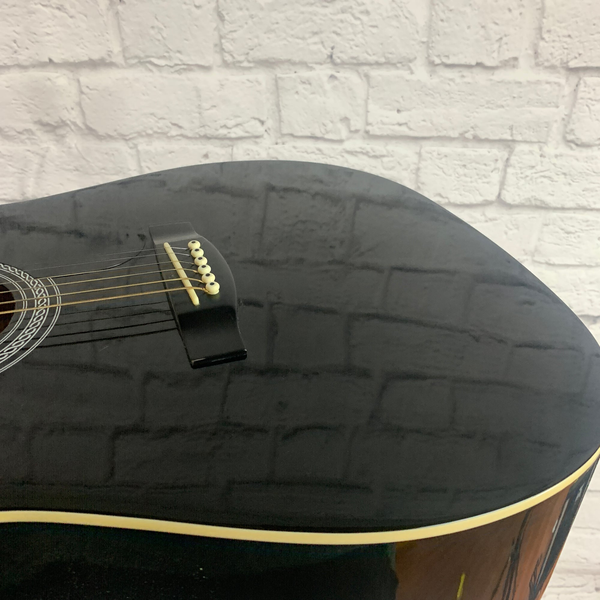 Johnson Black Dreadnaught Acoustic Guitar