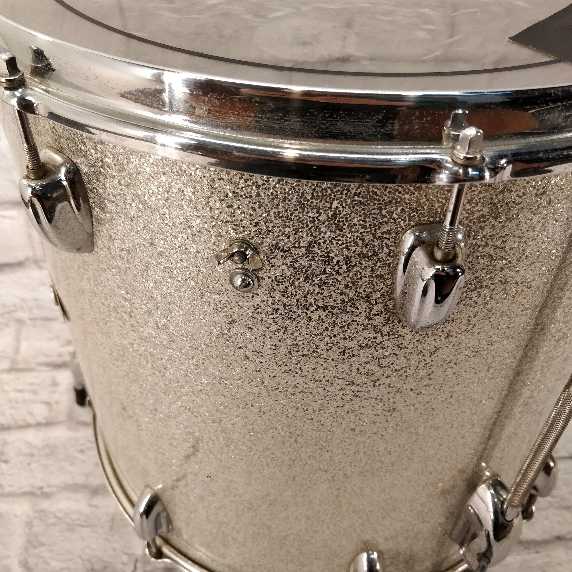 Vintage Late 60s Slingerland 16x16 Silver Sparkle Floor Tom
