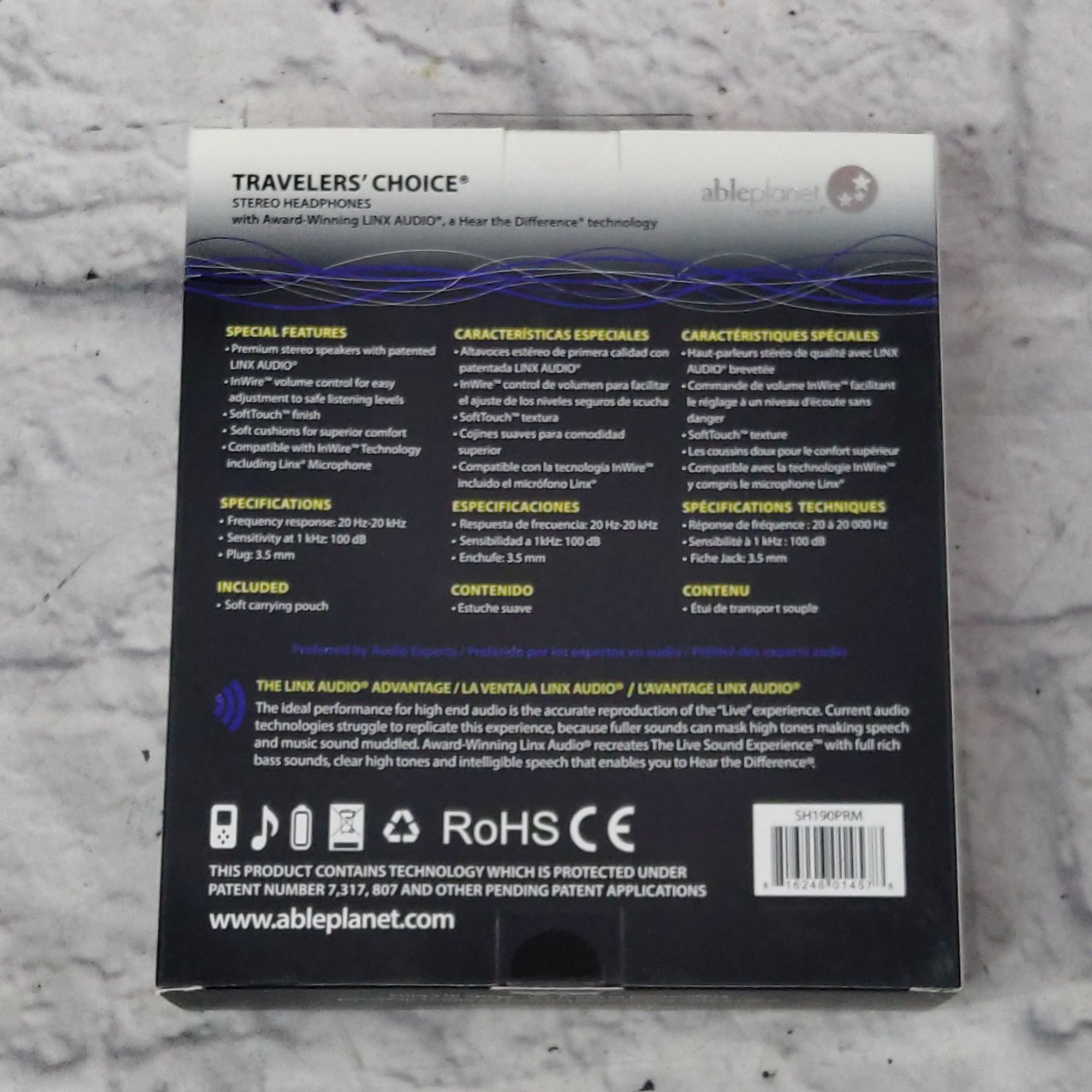 Able Planet Linx Audio Travelers Choice Stereo Headphones