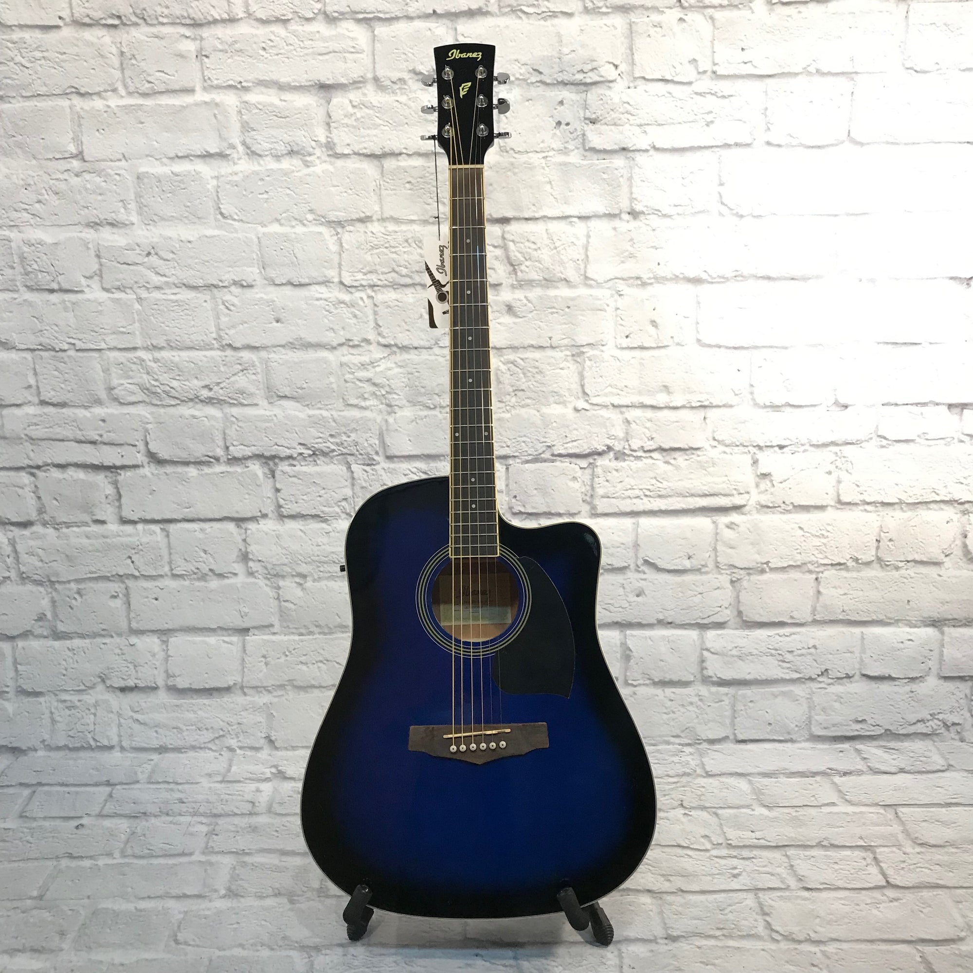 ** Ibanez Performance Series PF15 Cutaway Dreadnought Acoustic-Electric Guitar Transparent Blue Burst