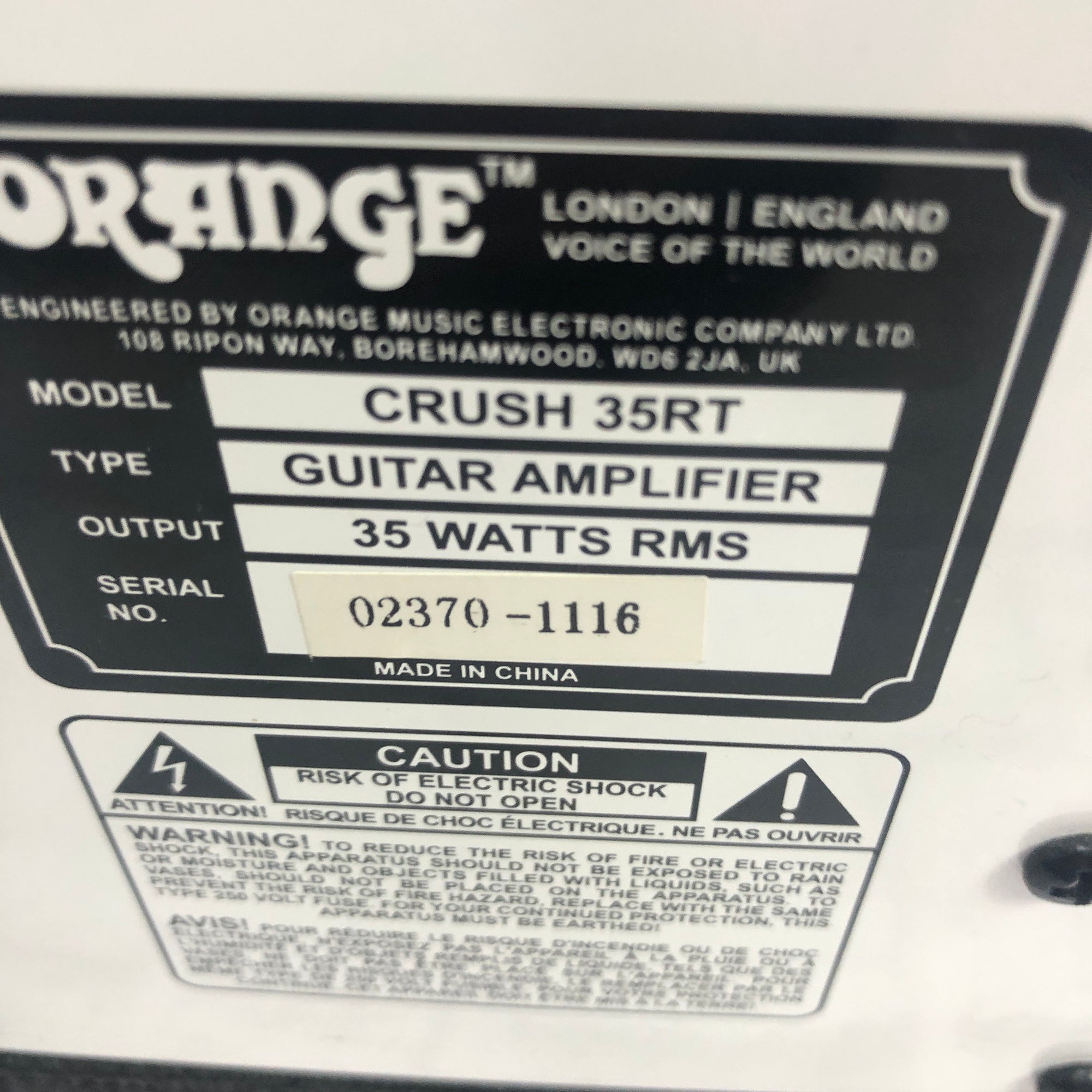 Orange Amps Crush 35RT Guitar Combo Amp
