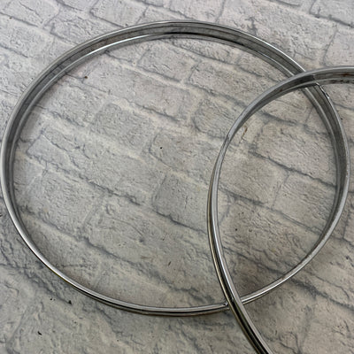 Unbranded 22" Metal Bass Drum Hoops Pair (Chrome with Black Inlay)
