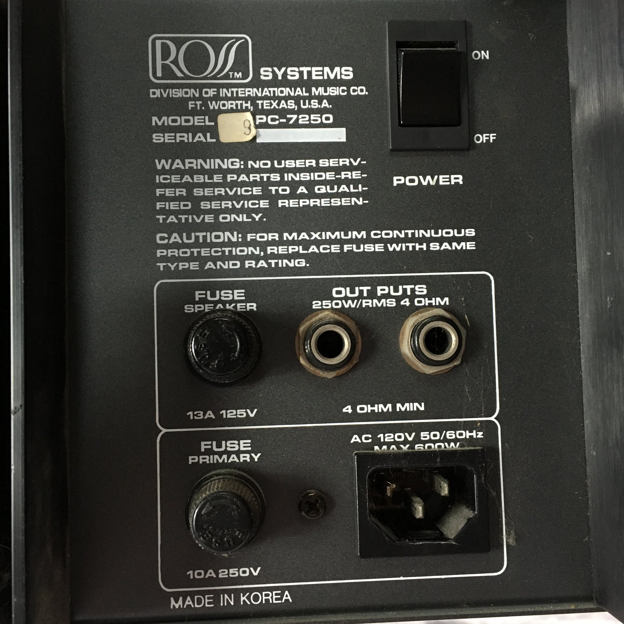 Ross PC7250 7 Channel Analog Mixer