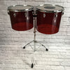 Ludwig Vistalite Red 2 Piece Concert Toms w/ Stand