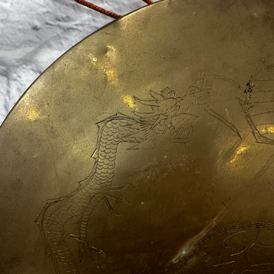 Unknown 18 Bent Metal Gong with Dragon Etching