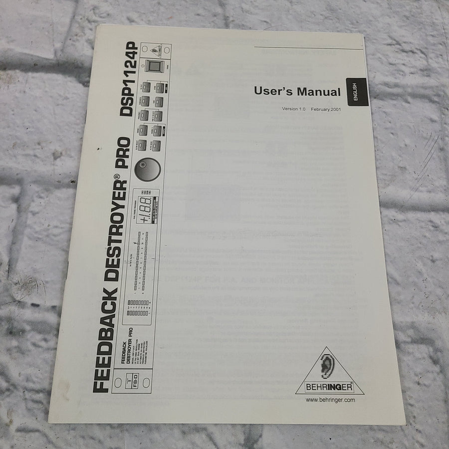 Behringer Feedback Destroyer Pro DSP1124P Manual