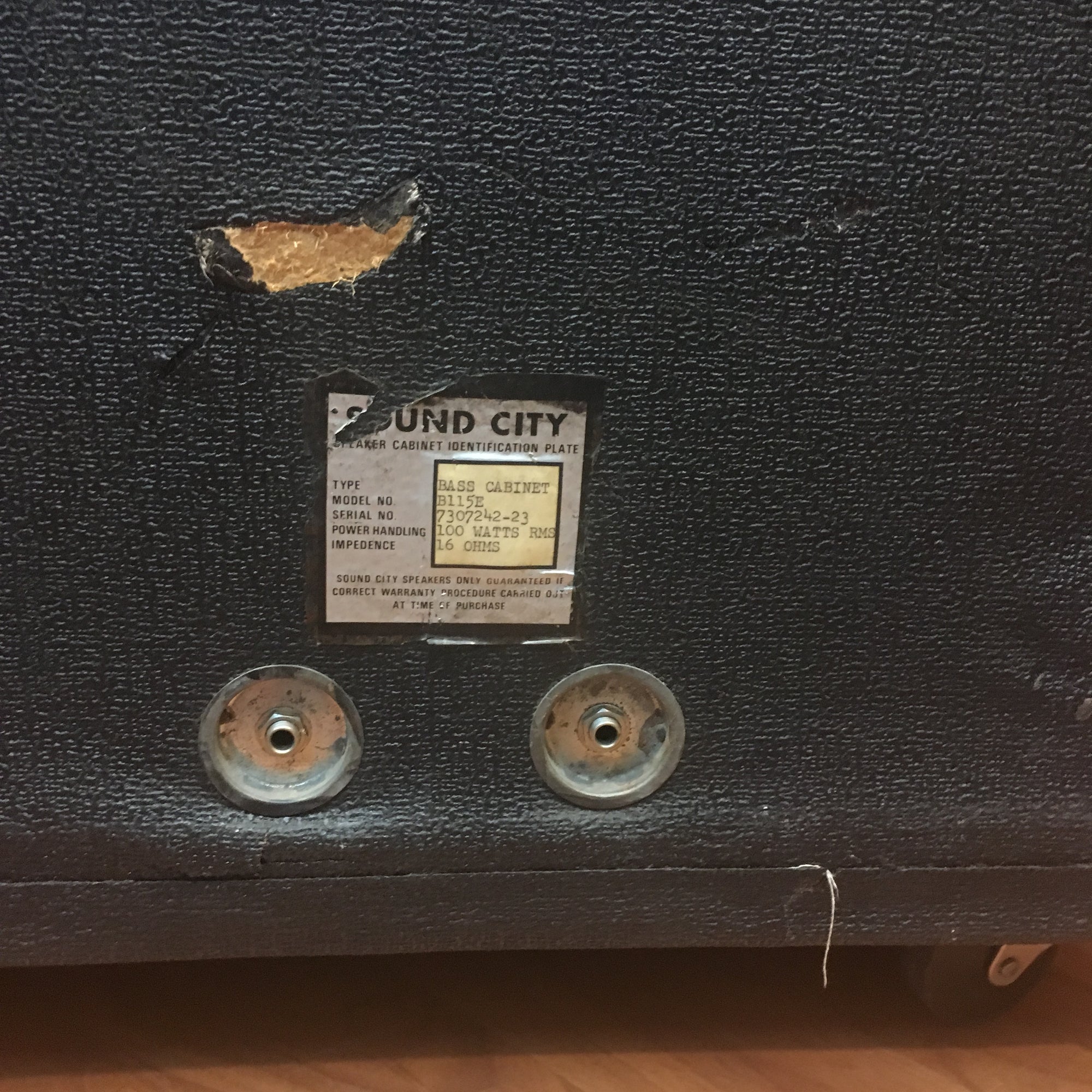 Vintage 1970's Sound City B115e Bass Cab W/ Orig Speakers