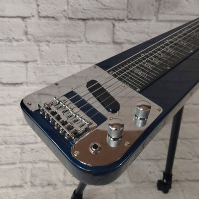 Rogue RLS-1 Lap Steel Guitar with Stand and Gig Bag Metallic Blue with Lap Dawg Tone Bar