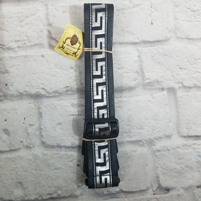 City Limits 2 inch Black Leather Strap with Silver Pattern