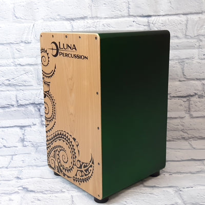 Luna LPC GRN Cajon Green with laser engraved design - comes with bag