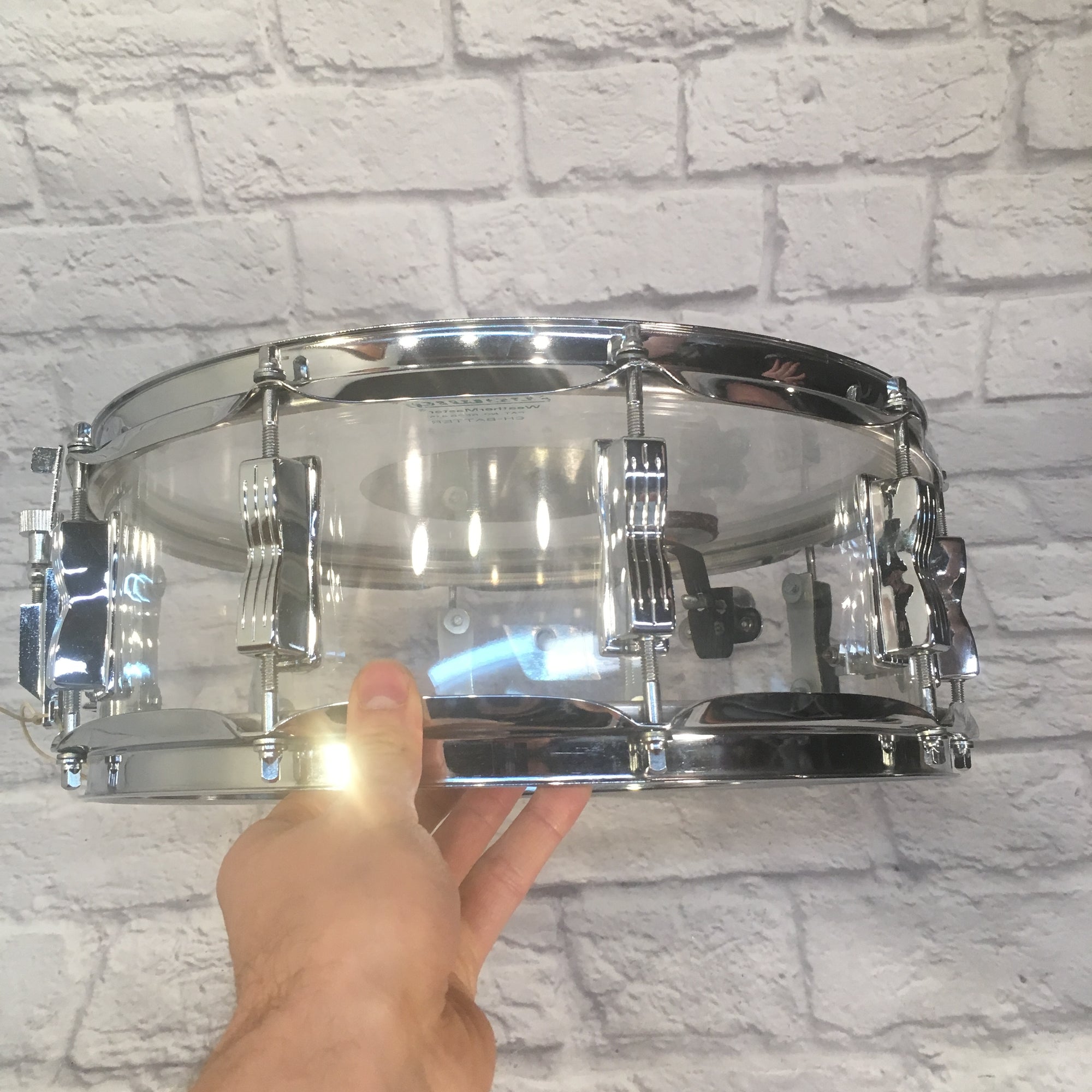 Rare 1976 Ludwig 14x5 Vistalite 10 Lug Clear Snare Drum
