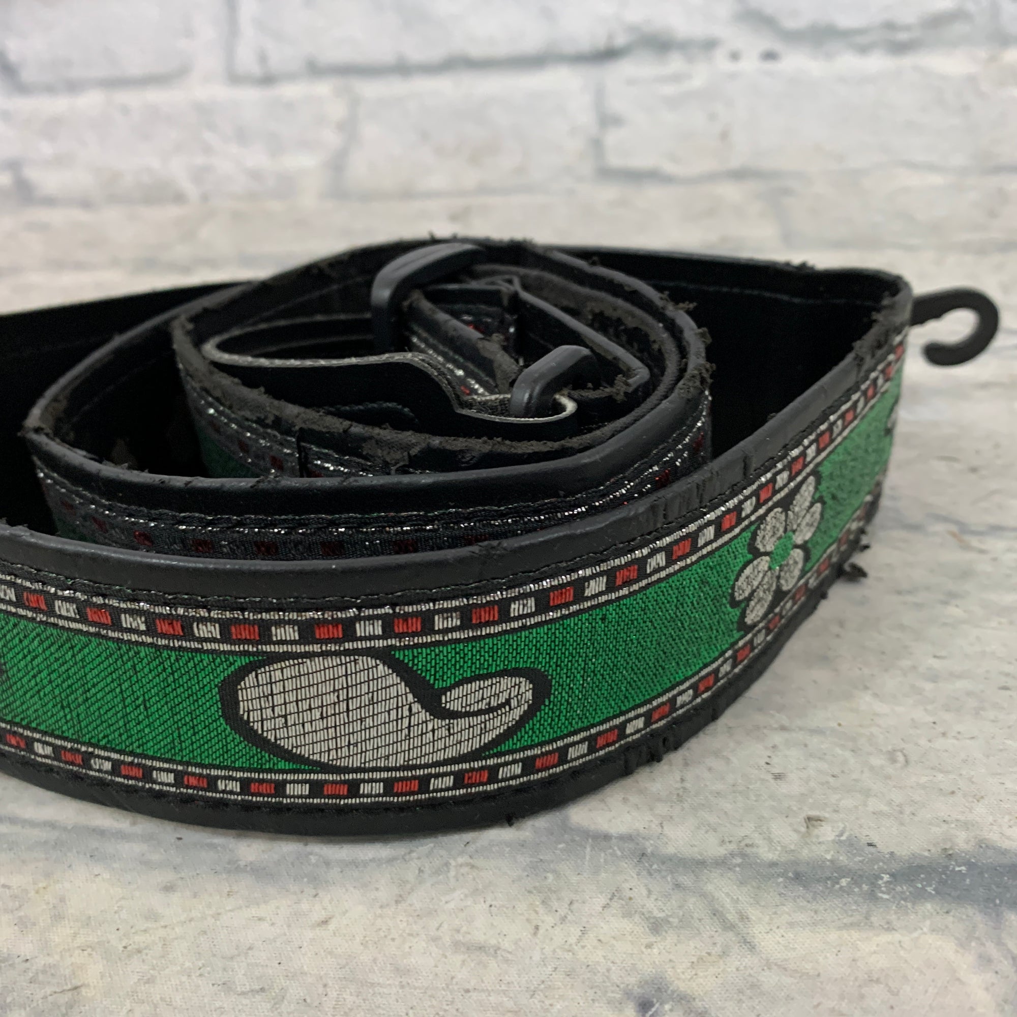 City Limits Green / Red / Silver Glitter Guitar Strap