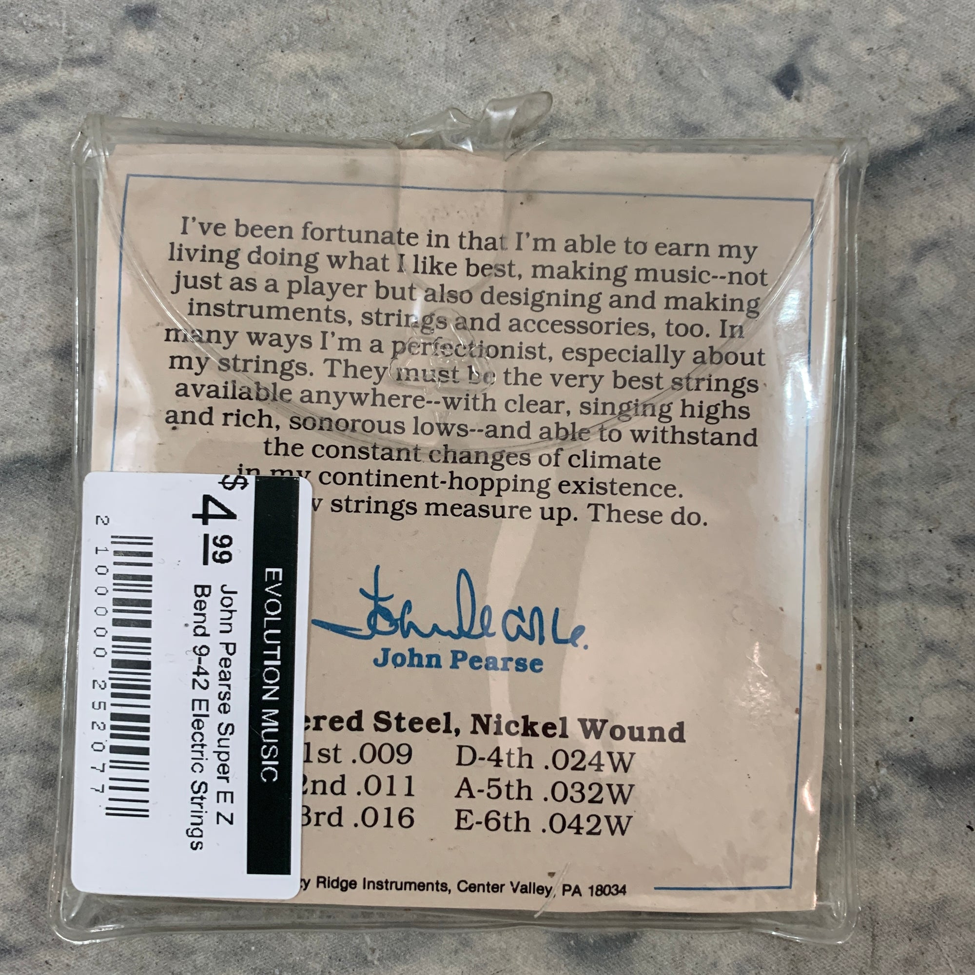 John Pearse Super E Z Bend 9-42 Electric Strings