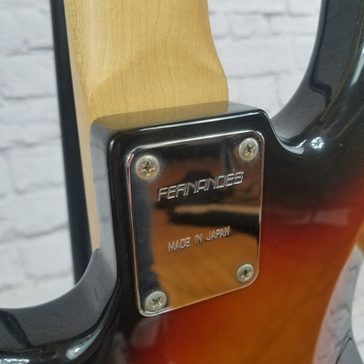 Vintage Fernandes Jazz Bass LEB-1 Japan MIJ 1990s 3 Tone Sunburst