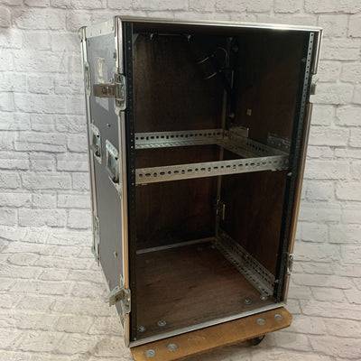 Unknown 18 Unit Rolling Rack Case w/ Amplifier Rack