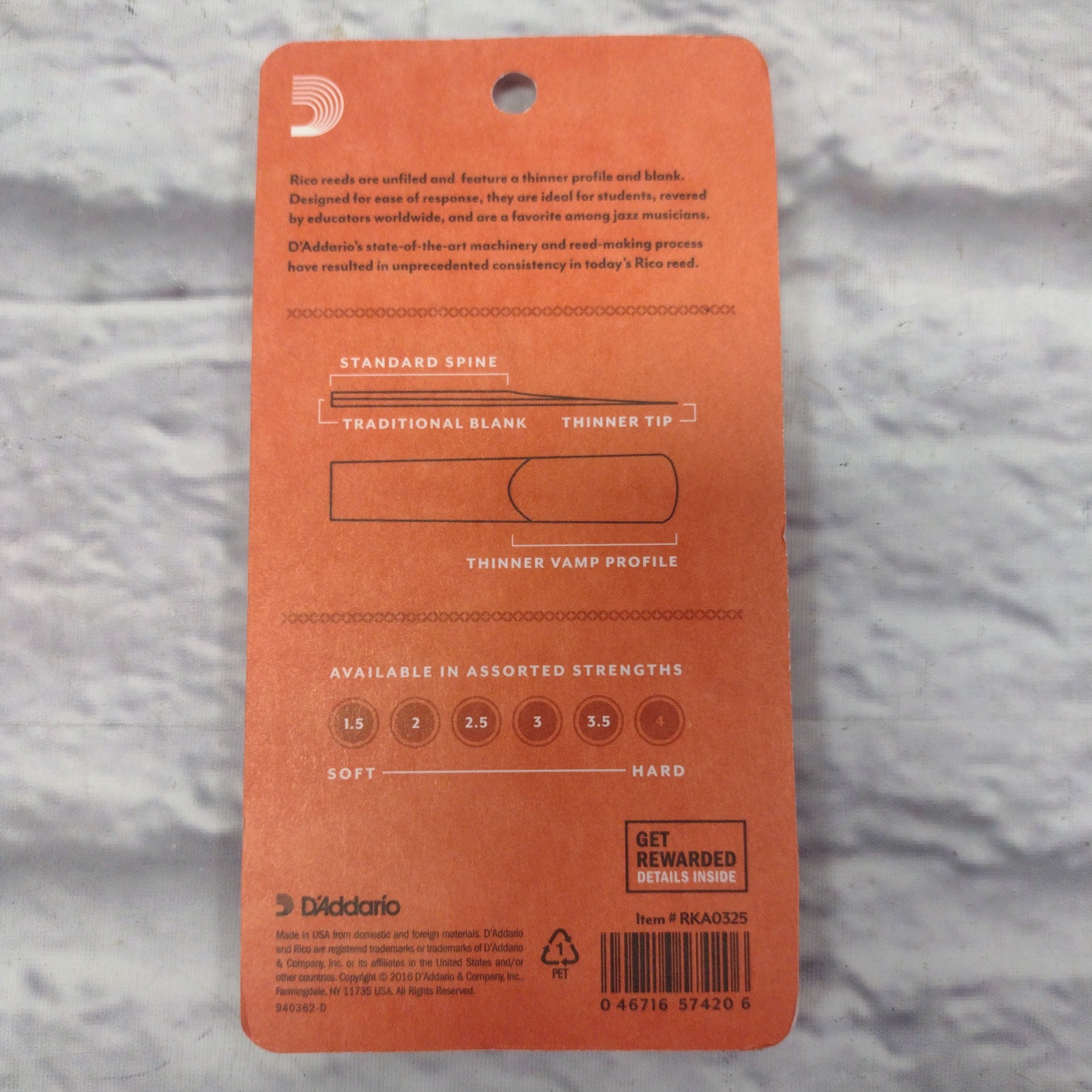 Rico Tenor Saxophone 2.5 Strength 3 Unfilled Reeds