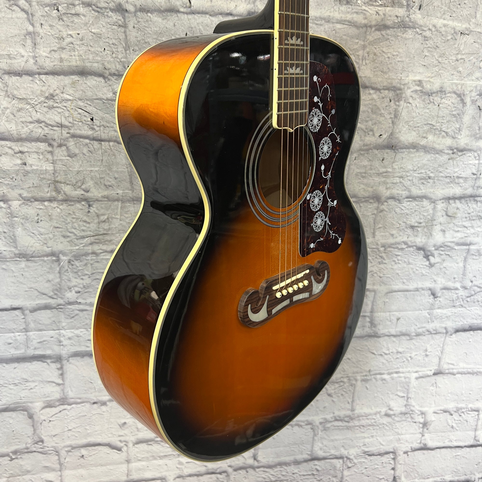 Epiphone Ej200 Vintage Sunburst Jumbo Acoustic Guitar Evolution Music 0330