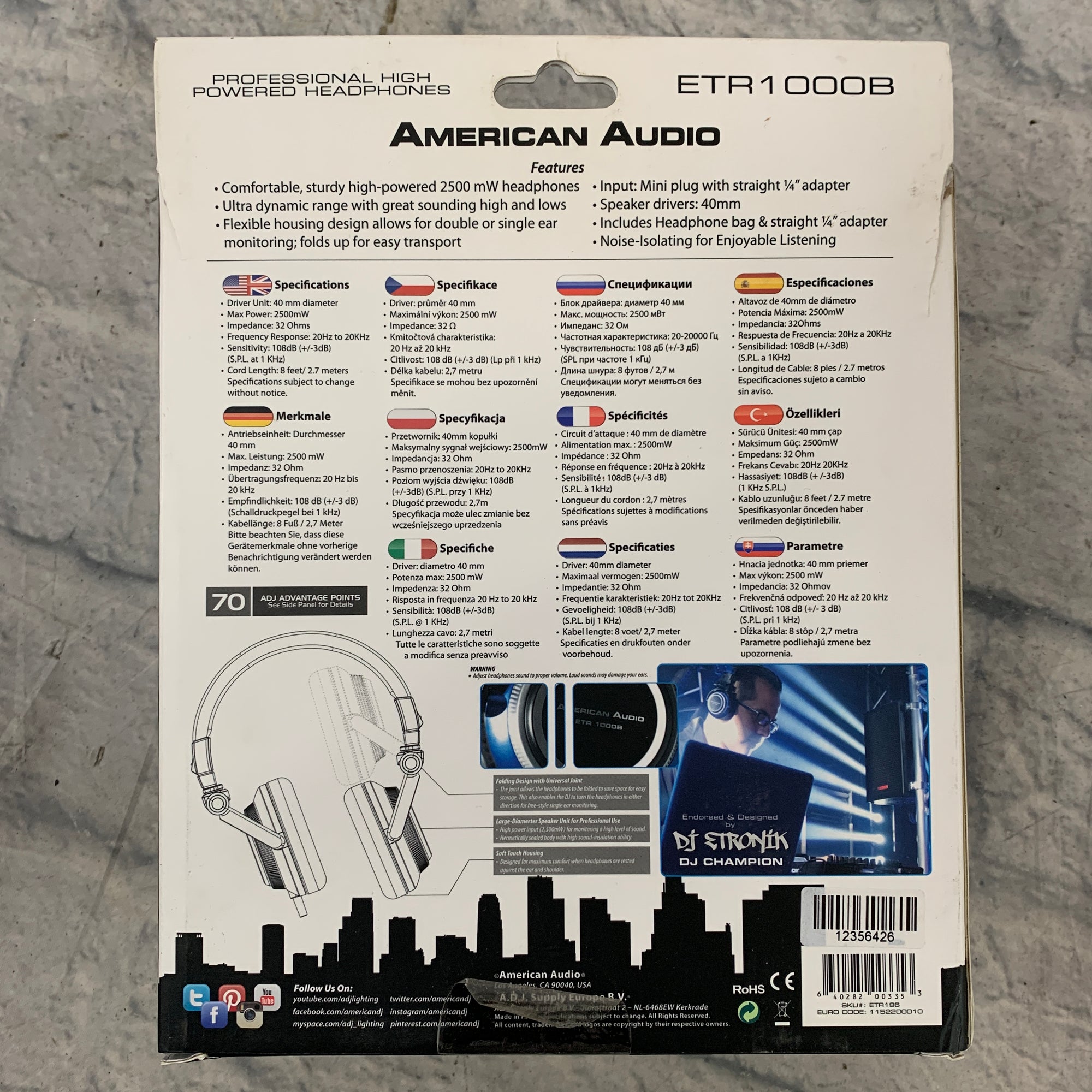 American Audio ETR 1000B DJ Headphones