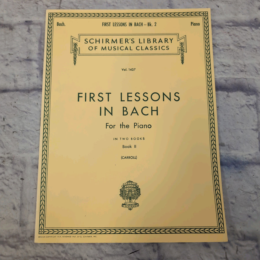 Schirmer's Library First Lessons in Bach Book II