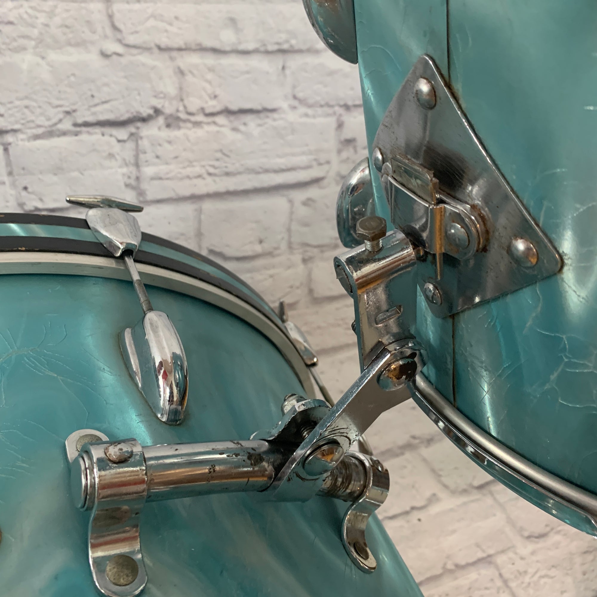 Vintage 1960s Slingerland Aqua Satin Modern Solo 4 Piece Drum Kit