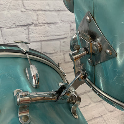 Vintage 1960s Slingerland Aqua Satin Modern Solo 4 Piece Drum Kit
