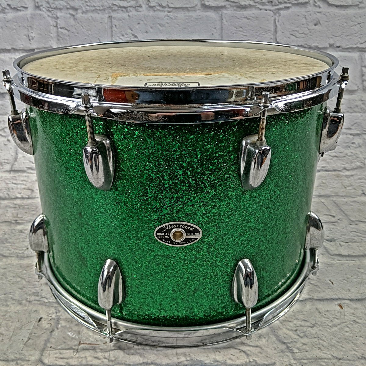 Slingerland 14 Green Sparkle Rack Tom